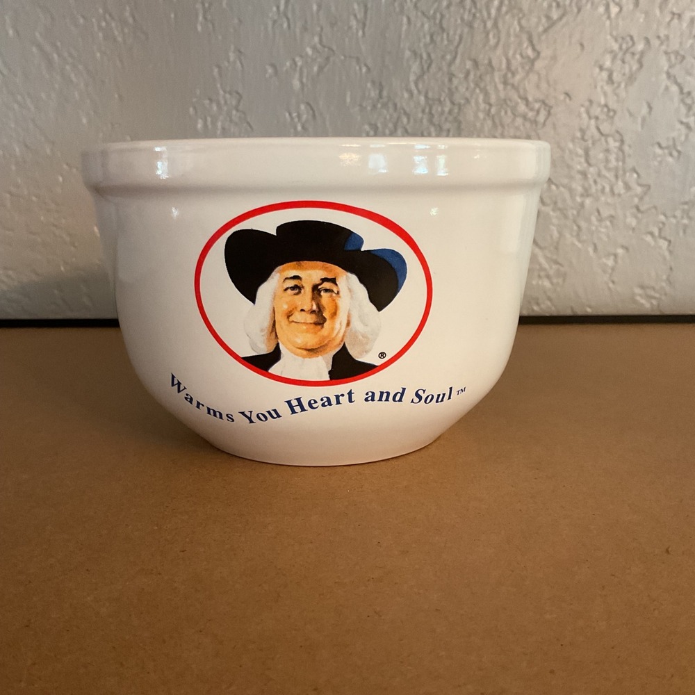 Vintage 1999 Quaker Oats Ceramic Cereal Bowl Houston Harvest Advertising White